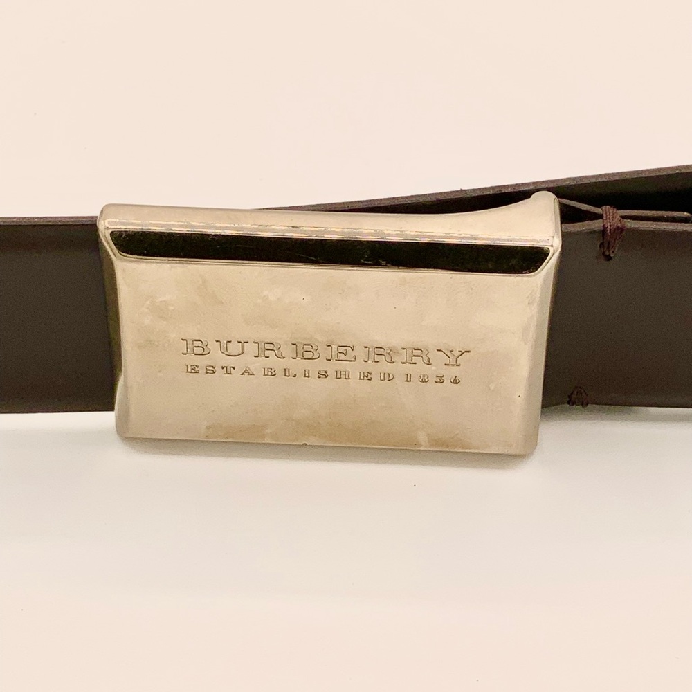 Burberry Silver and Brown Men's Belt